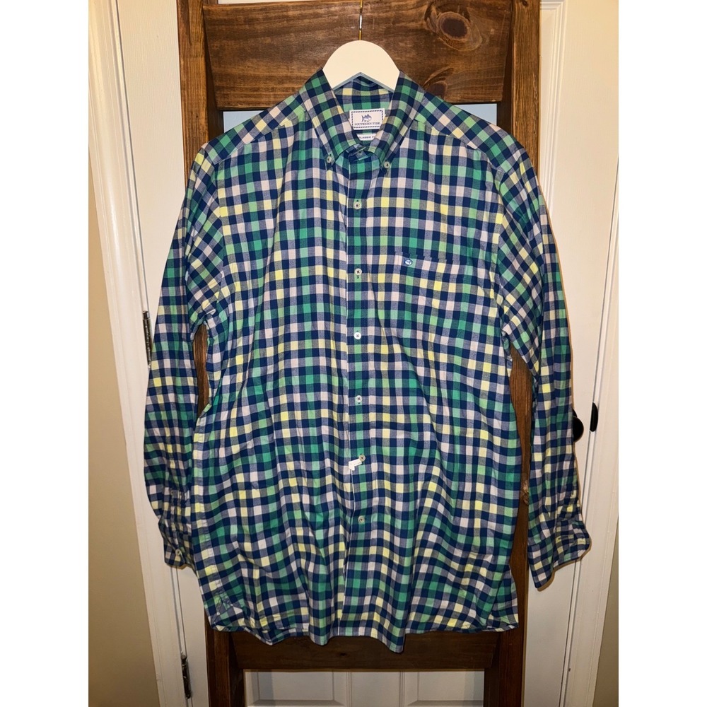Southern Tide Classic Fit Plaid Long Sleeve Button Down Shirt Mens Size M